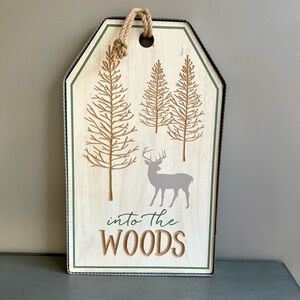 Holiday Seasonal Christmas Decor Large Woodland Sign Into The Woods Deer Trees